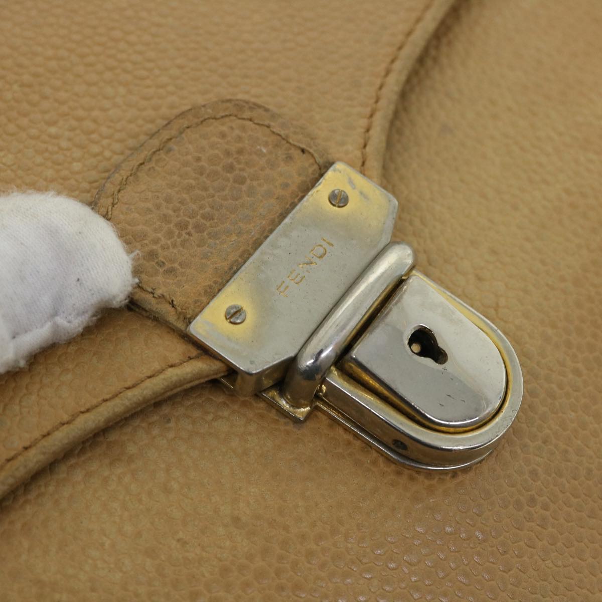GUCCI Fendi Shoulder Bag Leather 2Set Beige Navy ar10061B