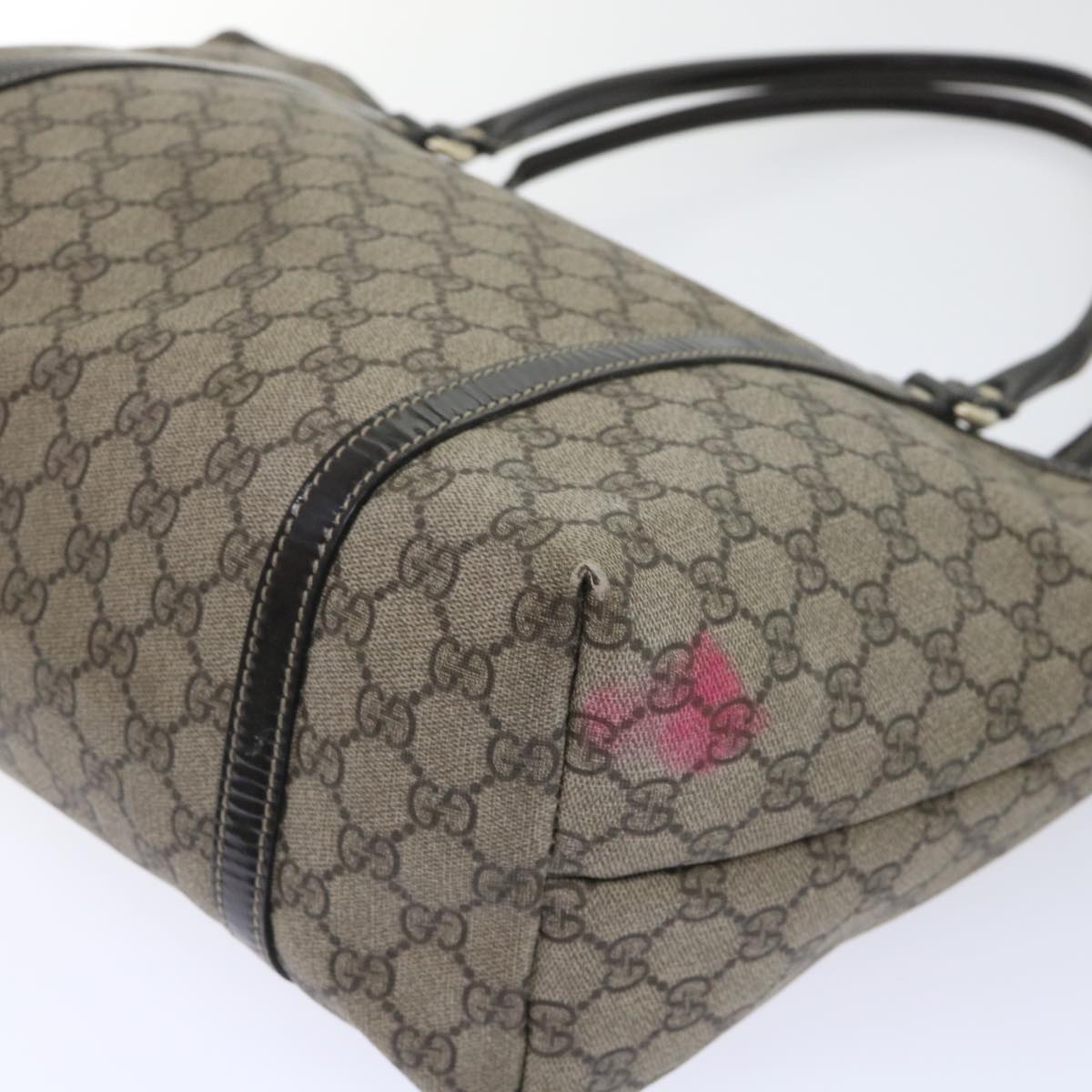 GUCCI GG Canvas Tote Bag PVC Leather Beige 197953 ar10063