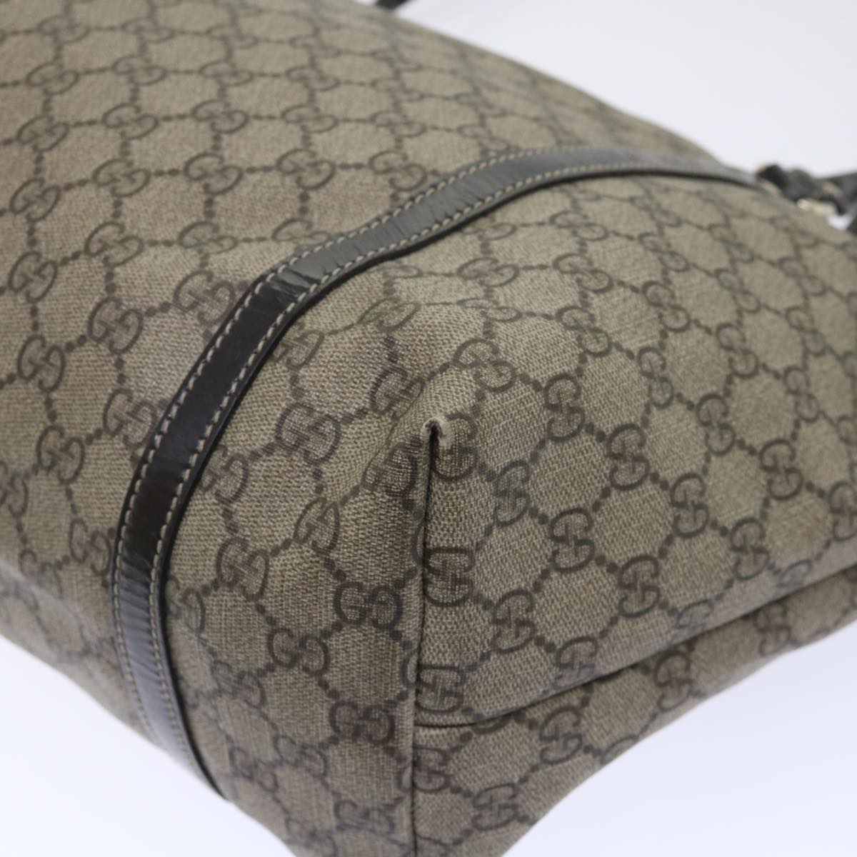 GUCCI GG Canvas Tote Bag PVC Leather Beige 197953 ar10063