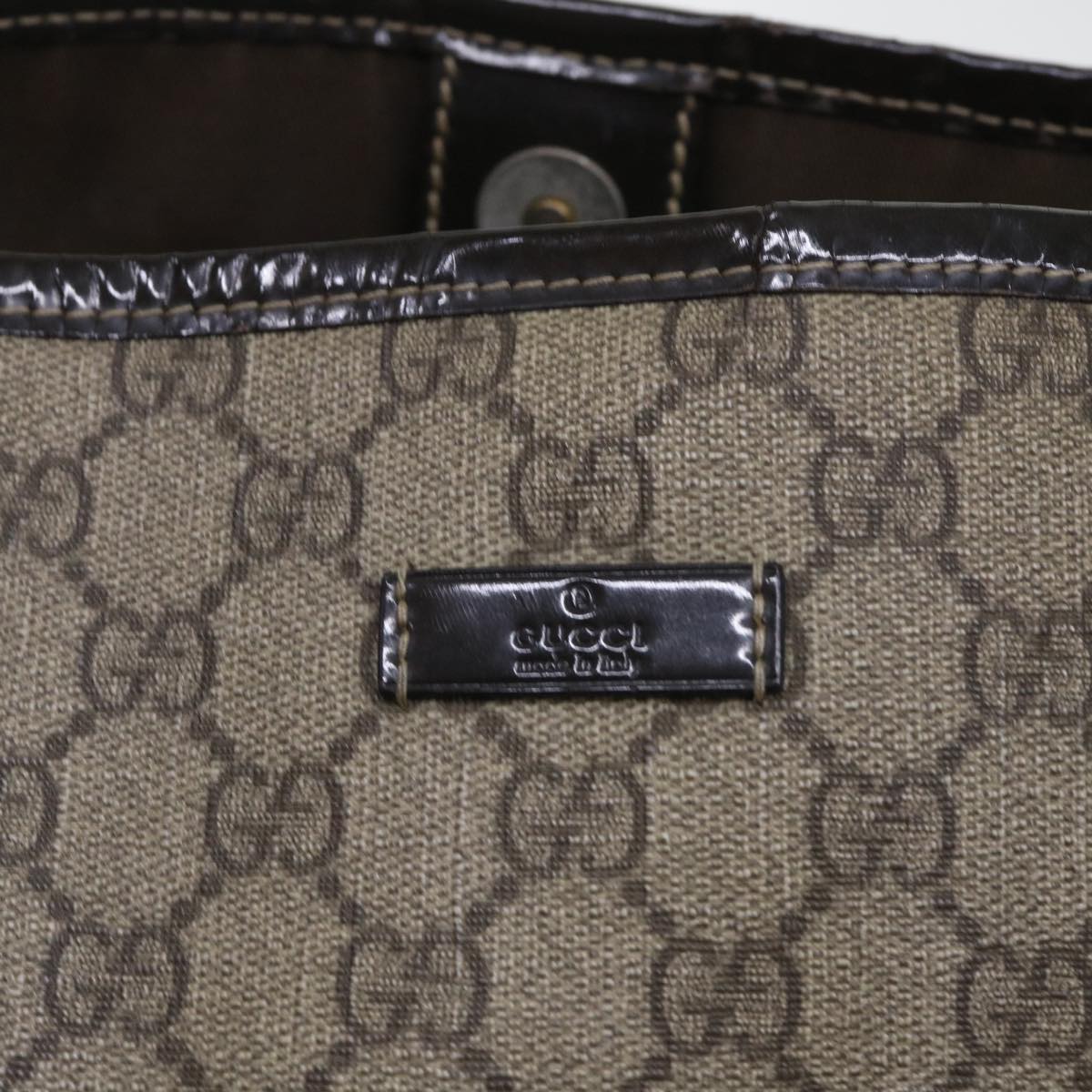 GUCCI GG Canvas Tote Bag PVC Leather Beige 197953 ar10063