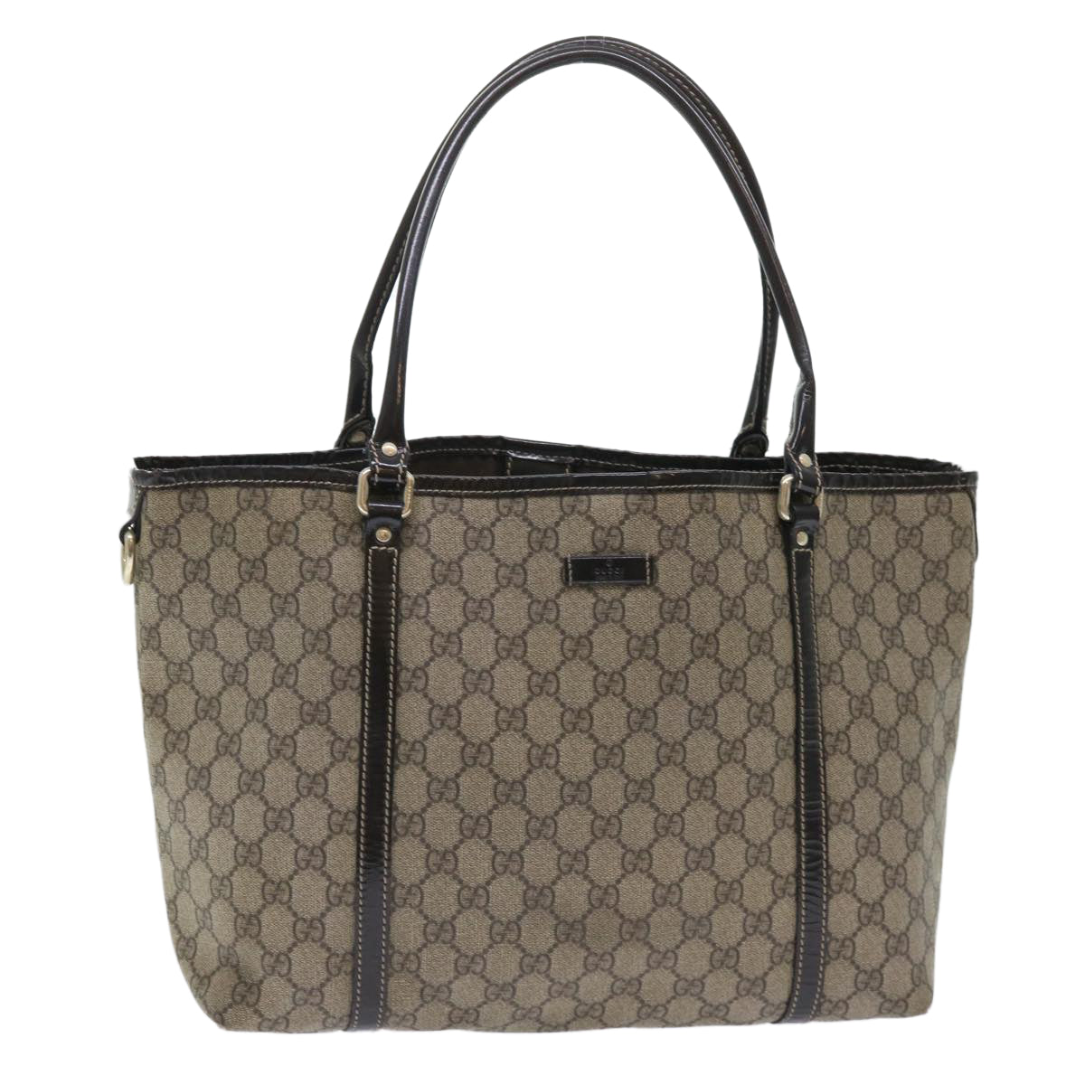 GUCCI GG Canvas Tote Bag PVC Leather Beige 197953 ar10063