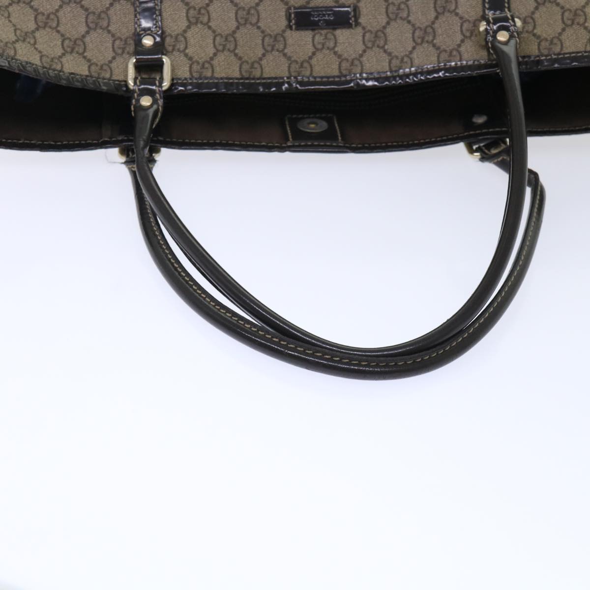 GUCCI GG Canvas Tote Bag PVC Leather Beige 197953 ar10063