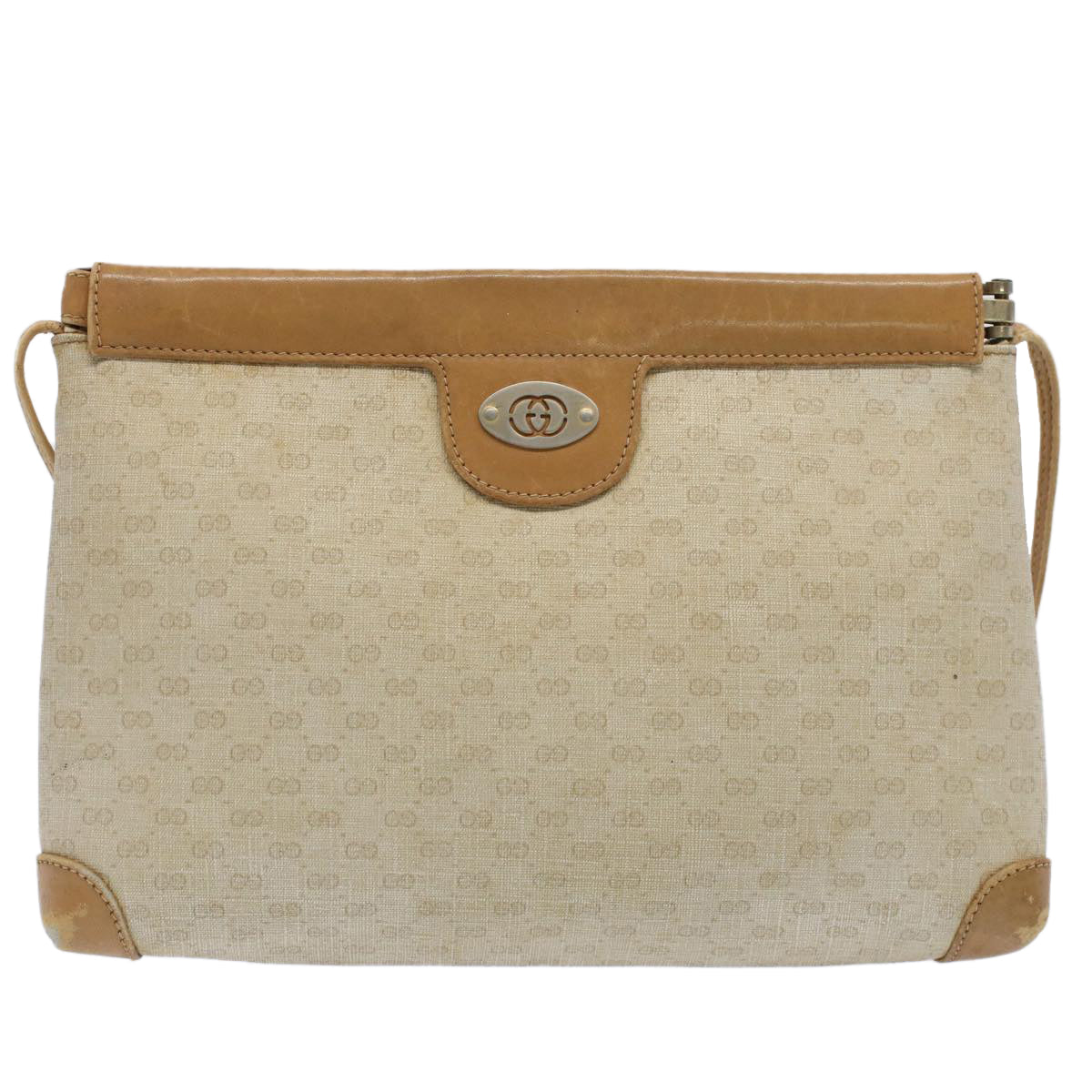 GUCCI Micro GG Canvas Shoulder Bag PVC Leather Beige 007.101 ar10083