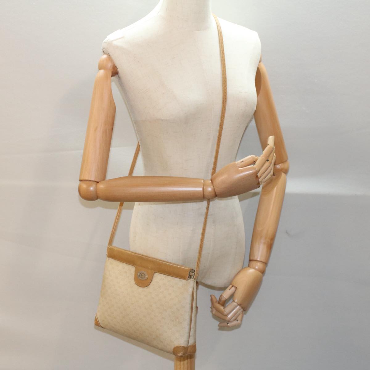 GUCCI Micro GG Canvas Shoulder Bag PVC Leather Beige 007.101 ar10083