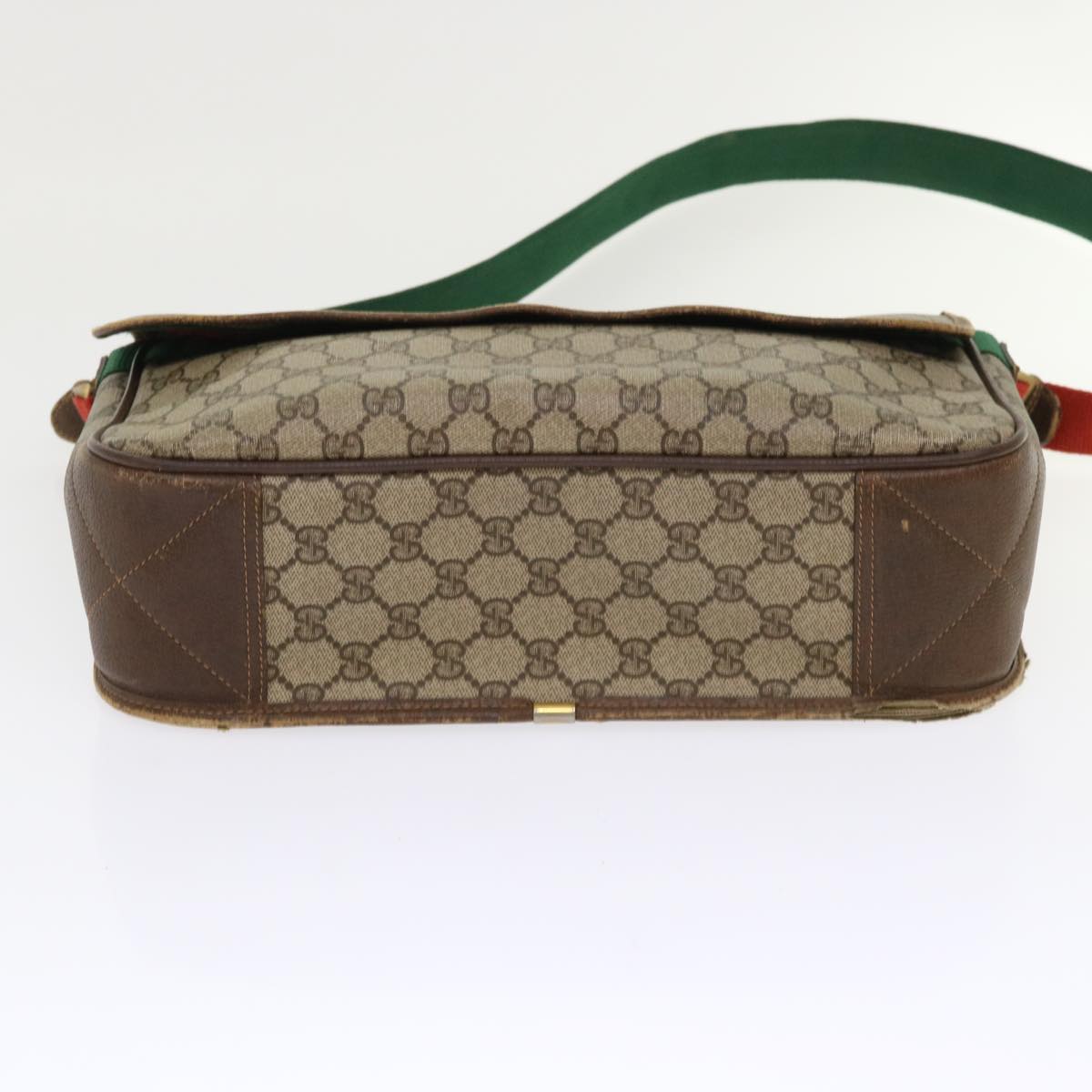 GUCCI GG Canvas Web Sherry Line Shoulder Bag Beige Red Green ar10088