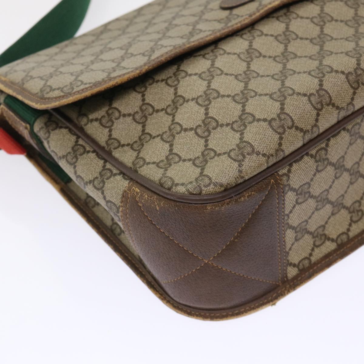 GUCCI GG Canvas Web Sherry Line Shoulder Bag Beige Red Green ar10088