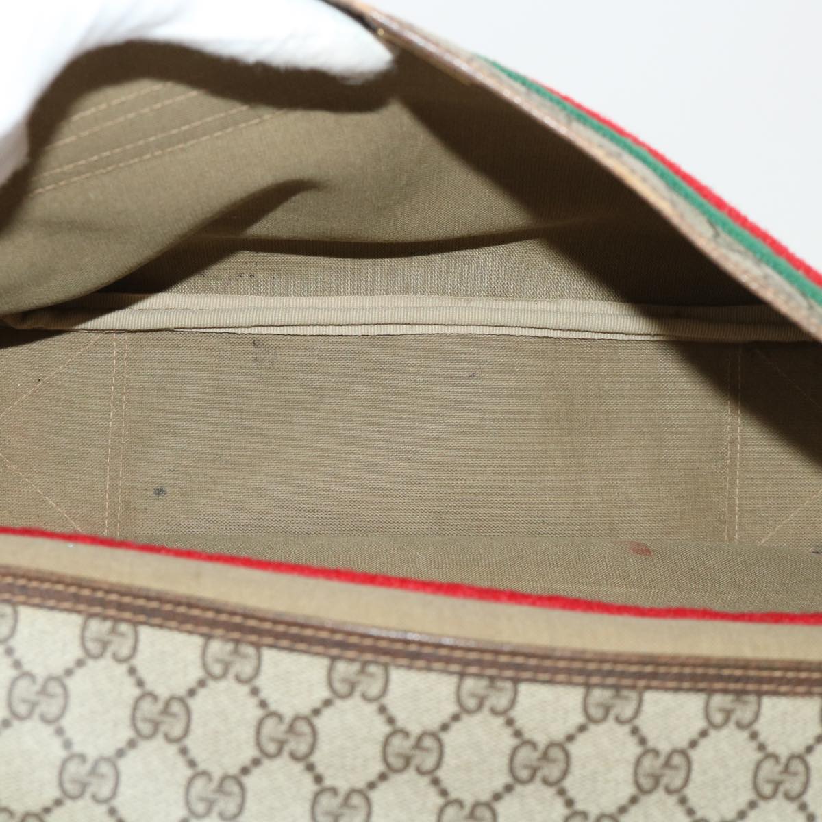 GUCCI GG Canvas Web Sherry Line Shoulder Bag Beige Red Green ar10088