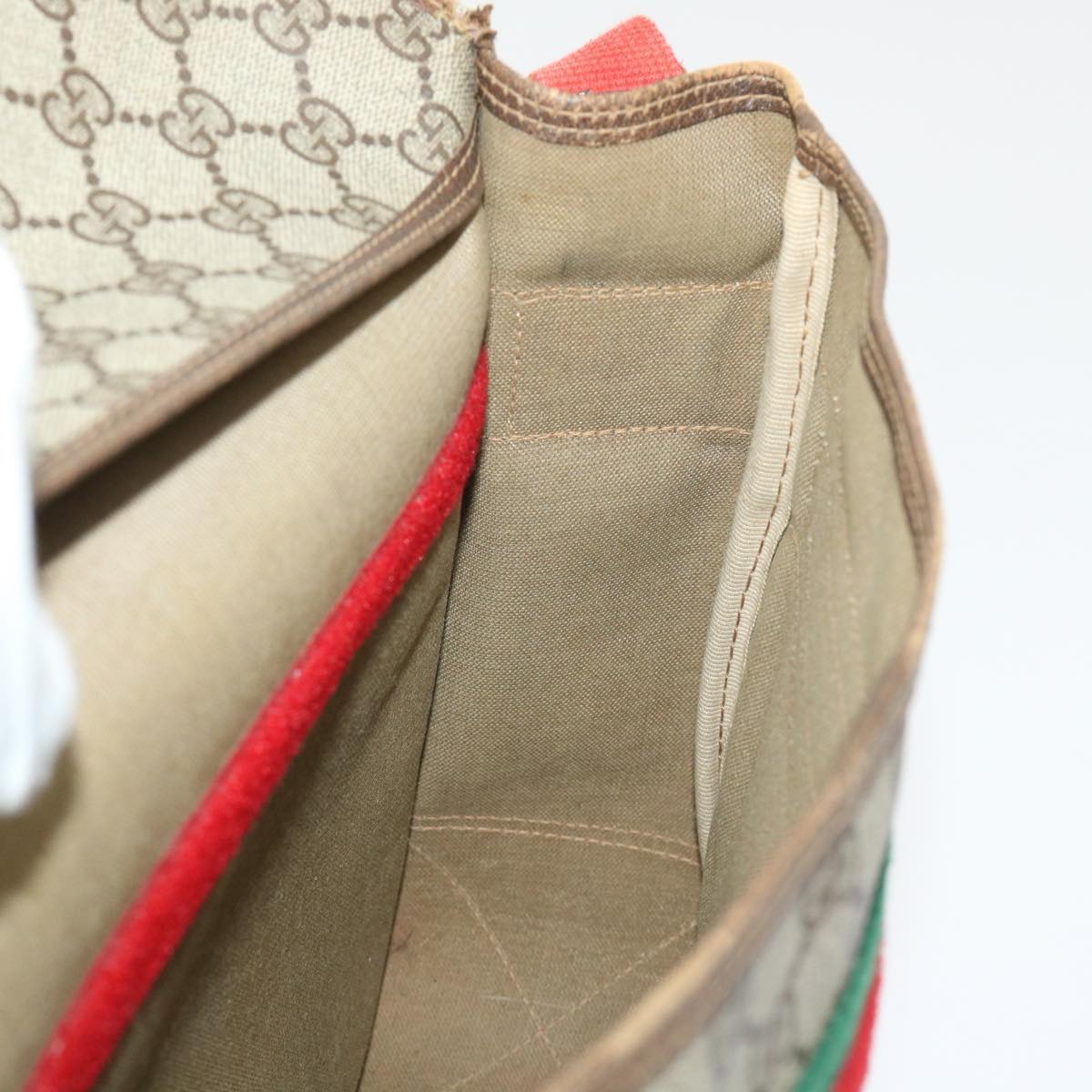 GUCCI GG Canvas Web Sherry Line Shoulder Bag Beige Red Green ar10088