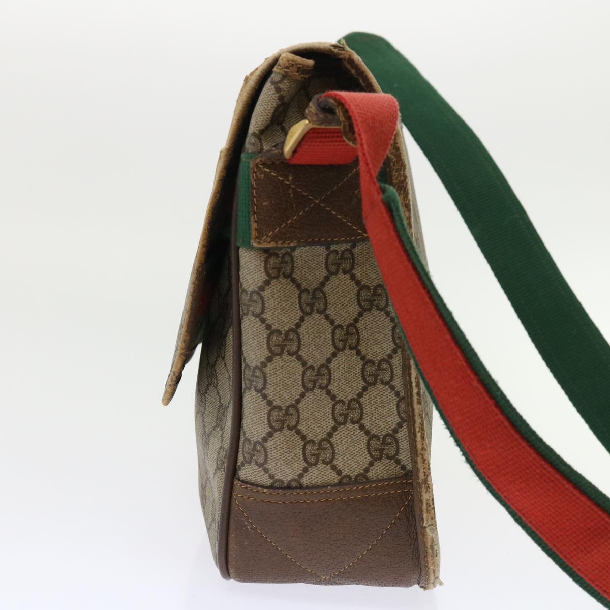 GUCCI GG Canvas Web Sherry Line Shoulder Bag Beige Red Green ar10088