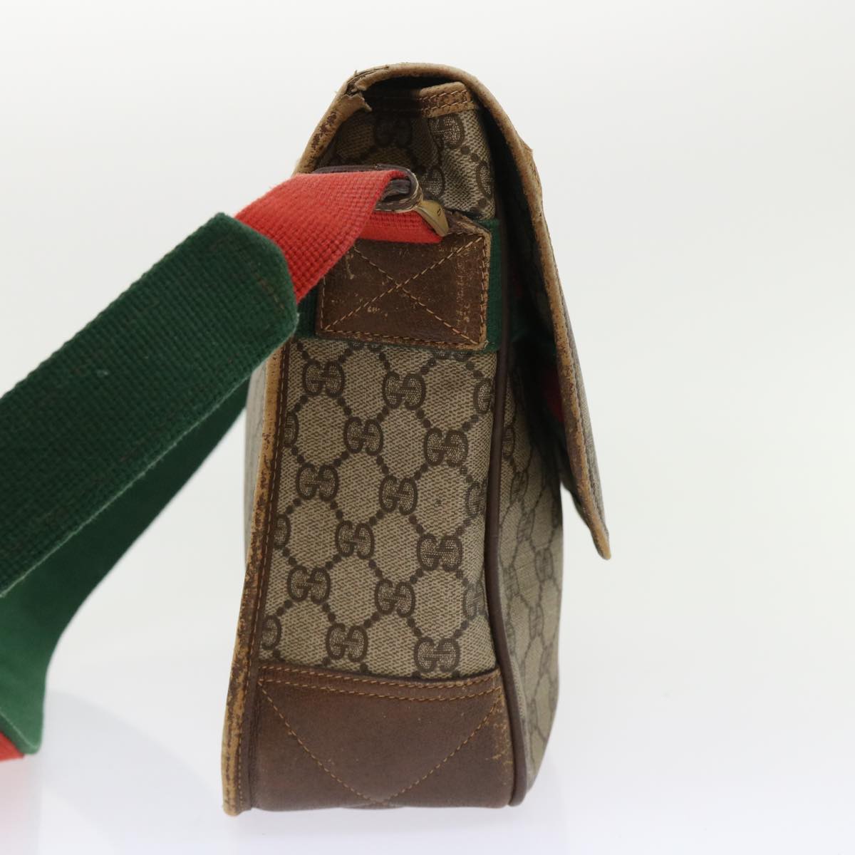 GUCCI GG Canvas Web Sherry Line Shoulder Bag Beige Red Green ar10088