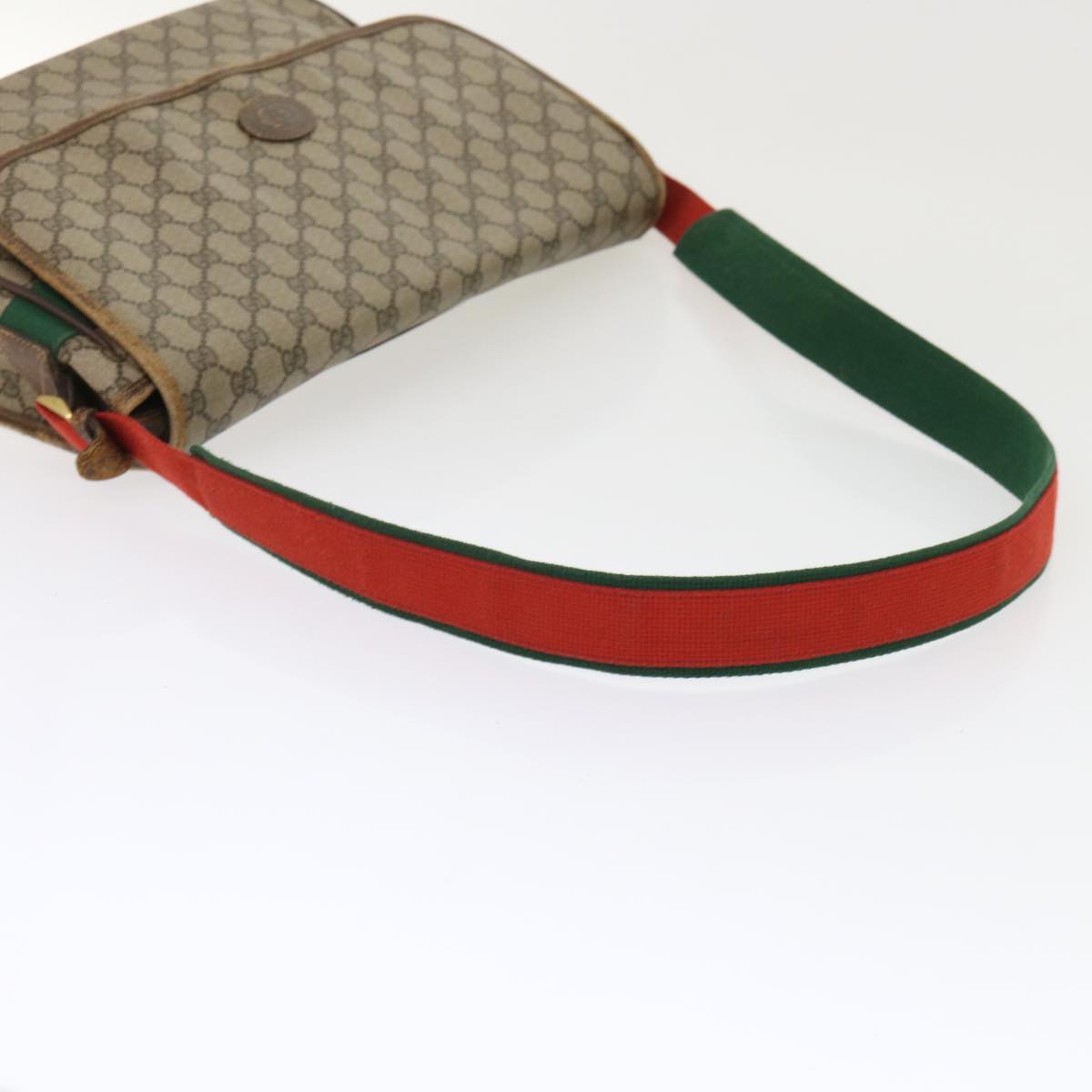 GUCCI GG Canvas Web Sherry Line Shoulder Bag Beige Red Green ar10088