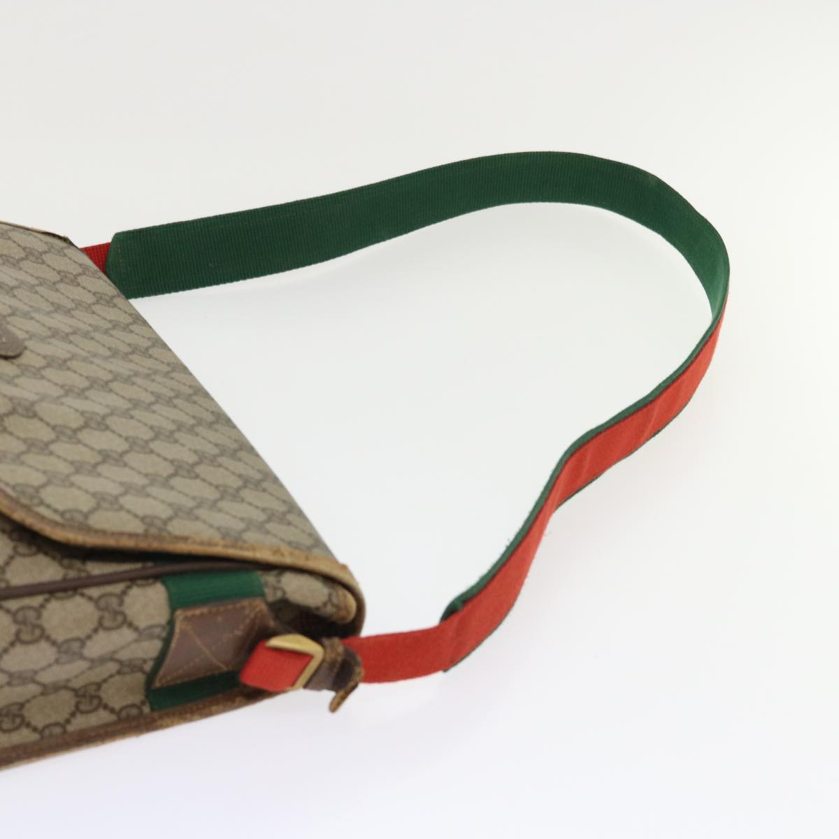 GUCCI GG Canvas Web Sherry Line Shoulder Bag Beige Red Green ar10088
