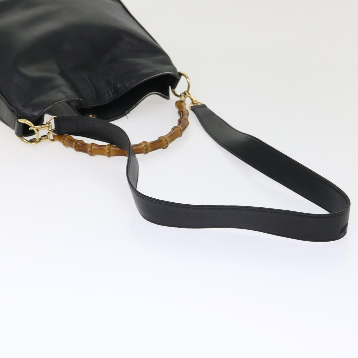 GUCCI Bamboo Shoulder Bag Leather 2way Black ar10104