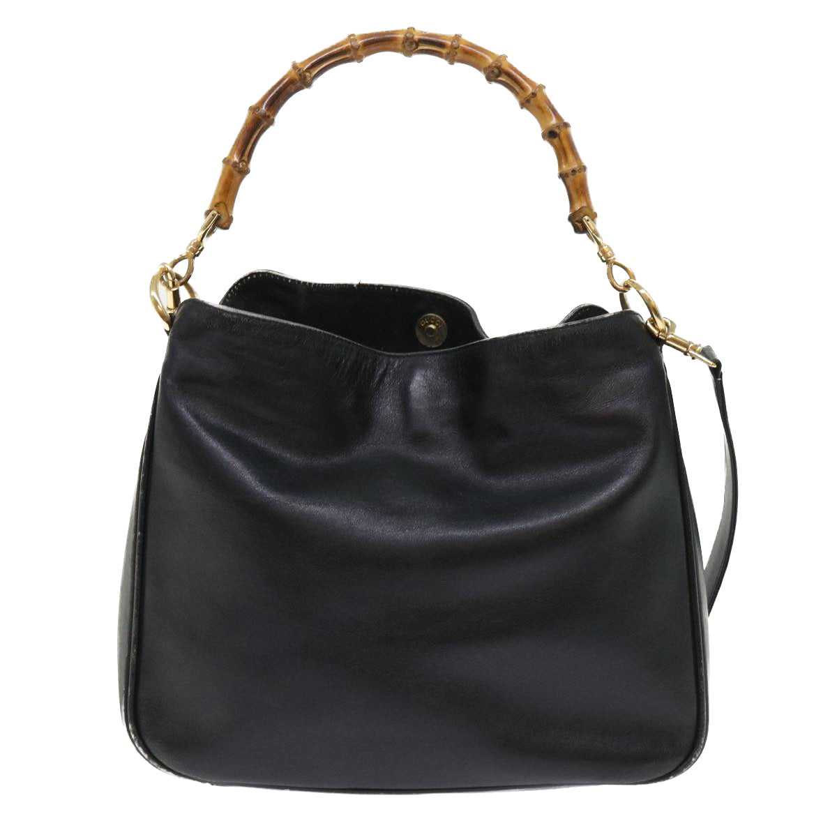 GUCCI Bamboo Shoulder Bag Leather 2way Black ar10104