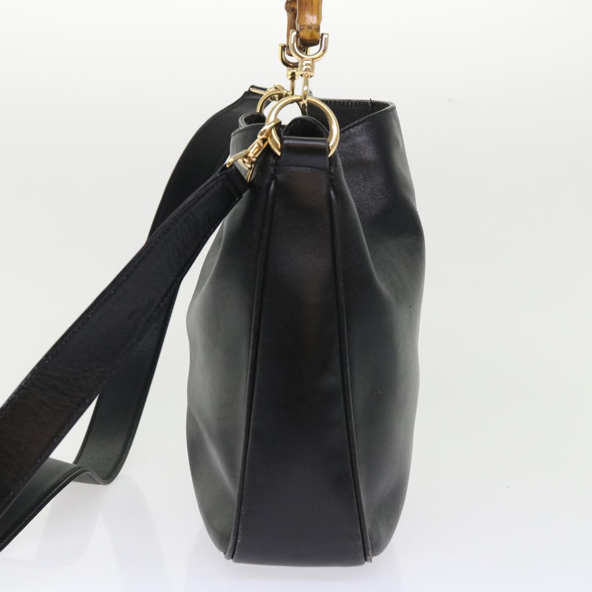 GUCCI Bamboo Shoulder Bag Leather 2way Black ar10104