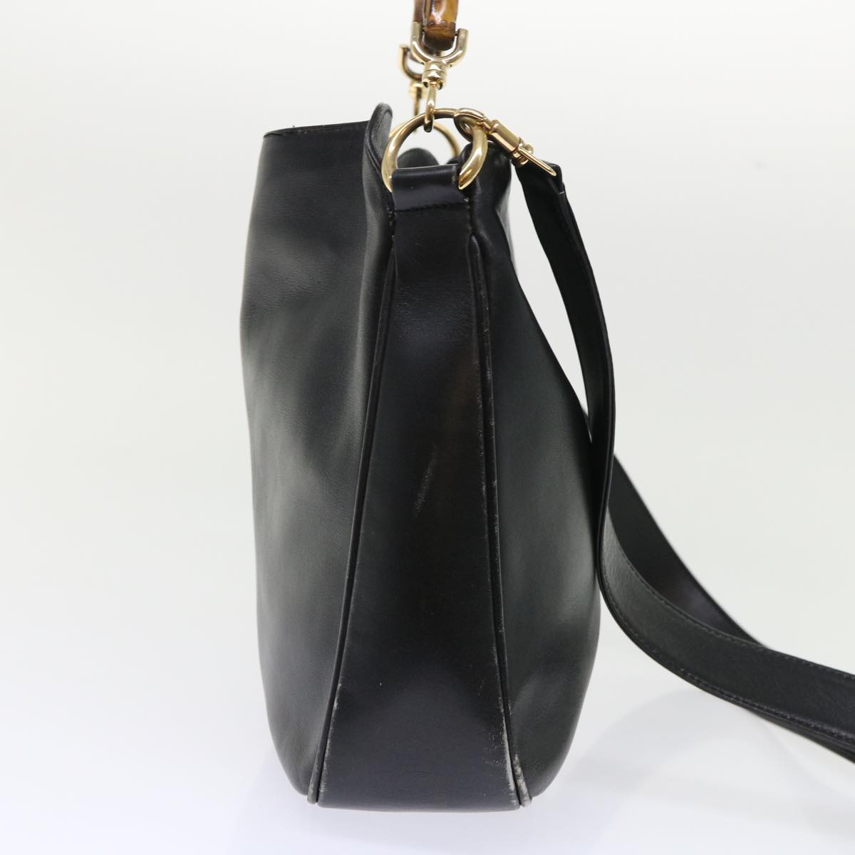 GUCCI Bamboo Shoulder Bag Leather 2way Black ar10104