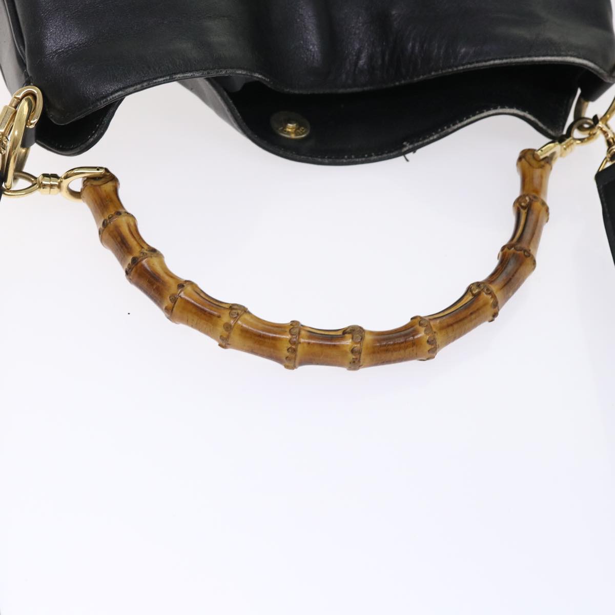 GUCCI Bamboo Shoulder Bag Leather 2way Black ar10104