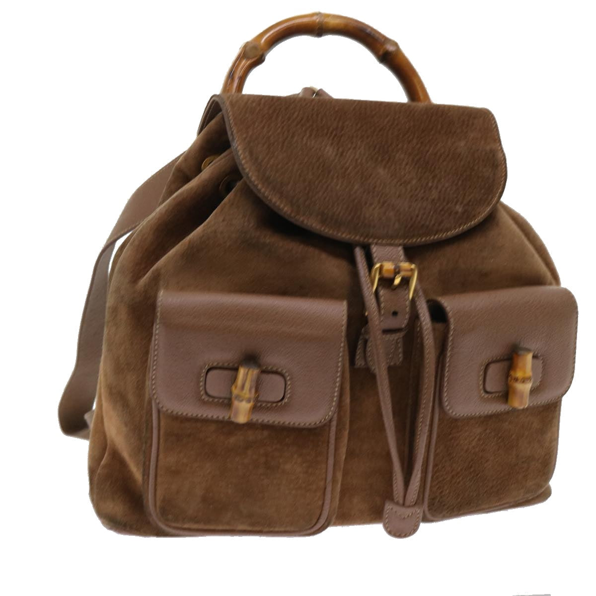 GUCCI Bamboo Backpack Suede Brown ar10105