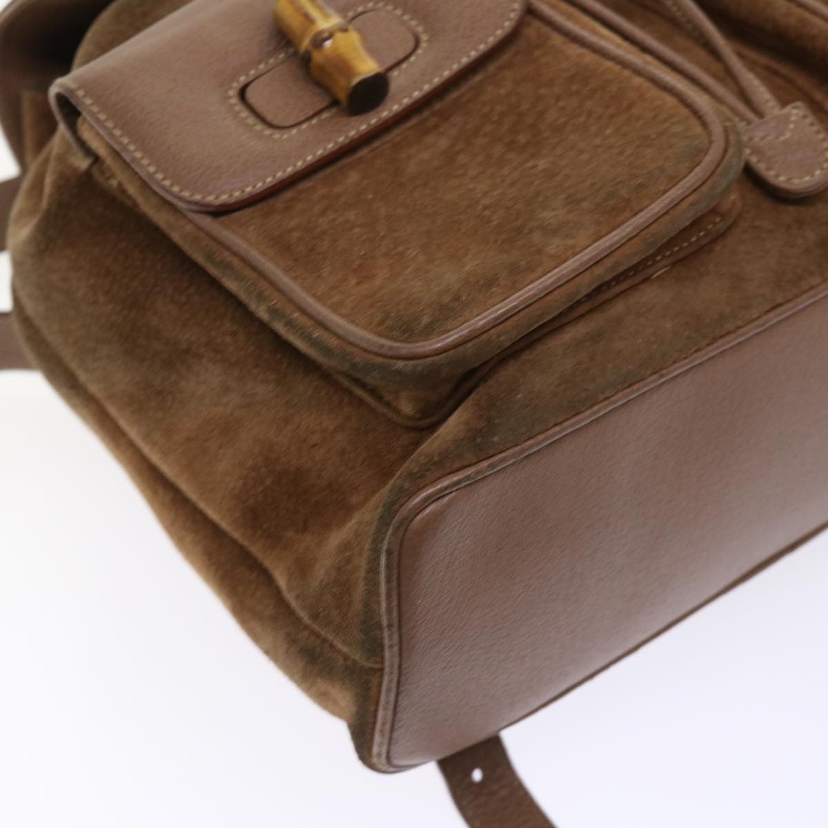 GUCCI Bamboo Backpack Suede Brown ar10105