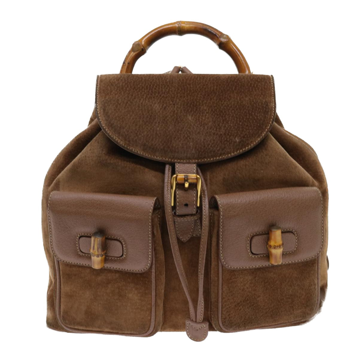 GUCCI Bamboo Backpack Suede Brown ar10105