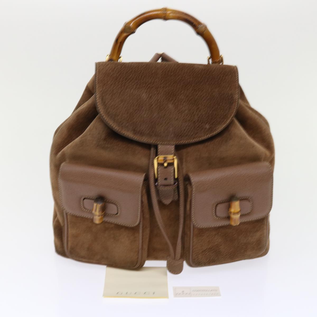GUCCI Bamboo Backpack Suede Brown ar10105