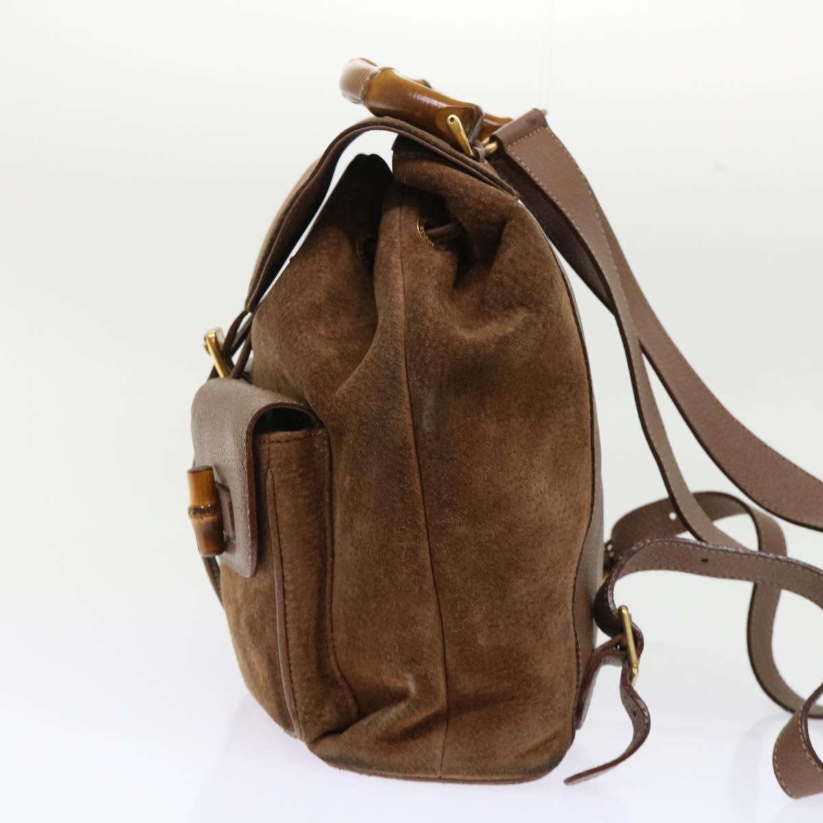 GUCCI Bamboo Backpack Suede Brown ar10105