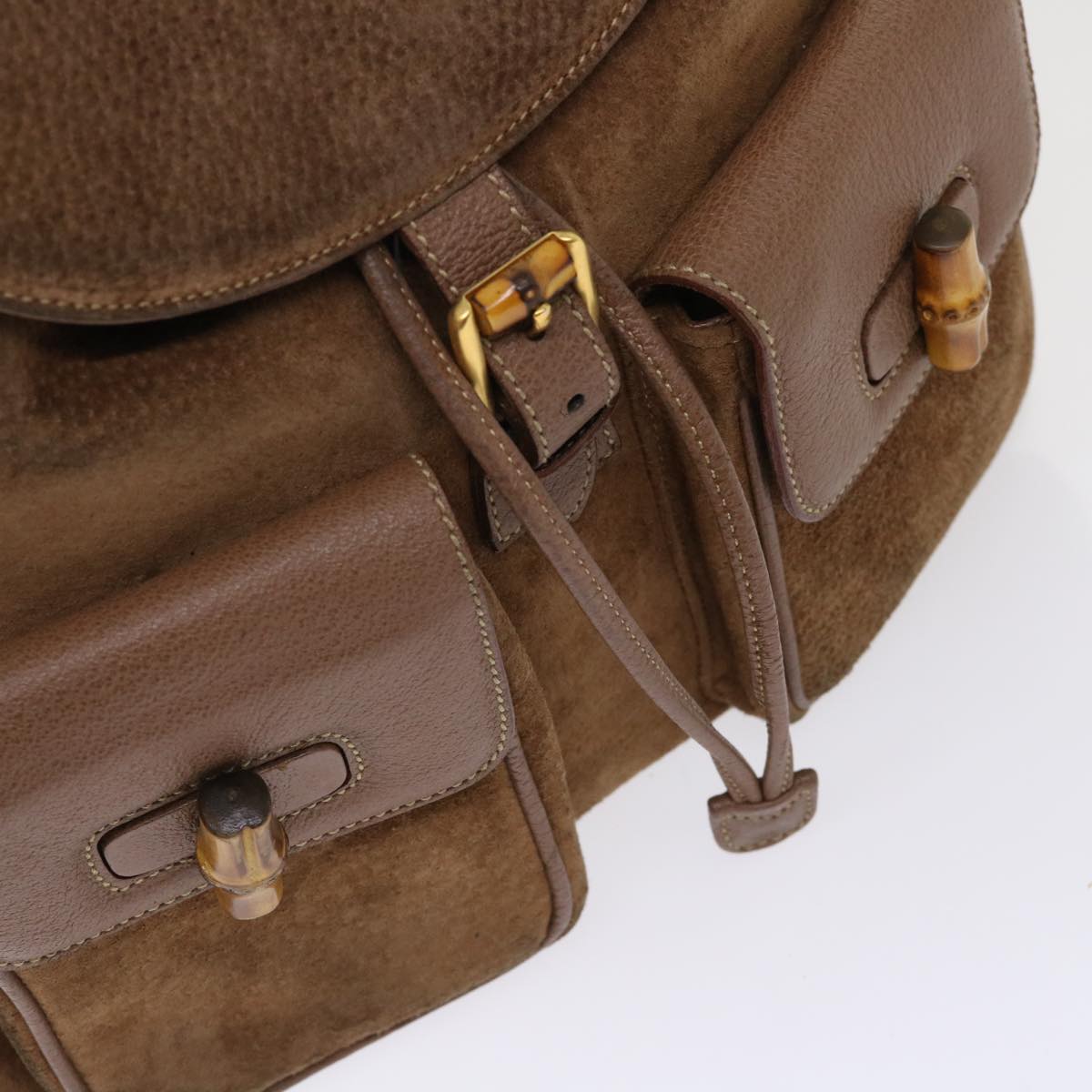 GUCCI Bamboo Backpack Suede Brown ar10105