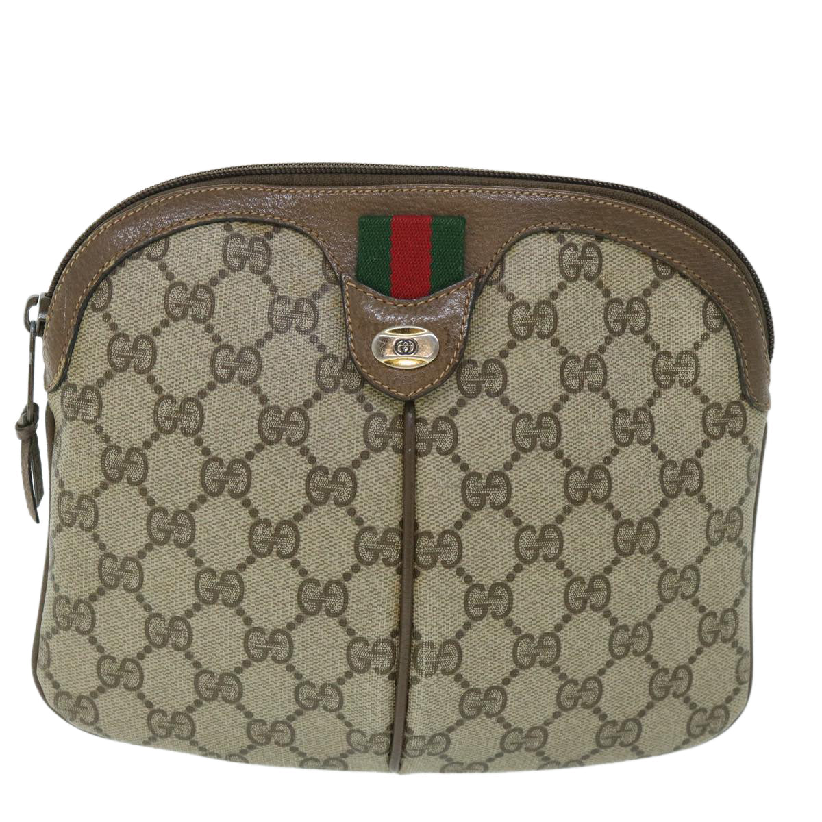 GUCCI GG Canvas Web Sherry Line Shoulder Bag Beige Red 904 02 047 ar10172