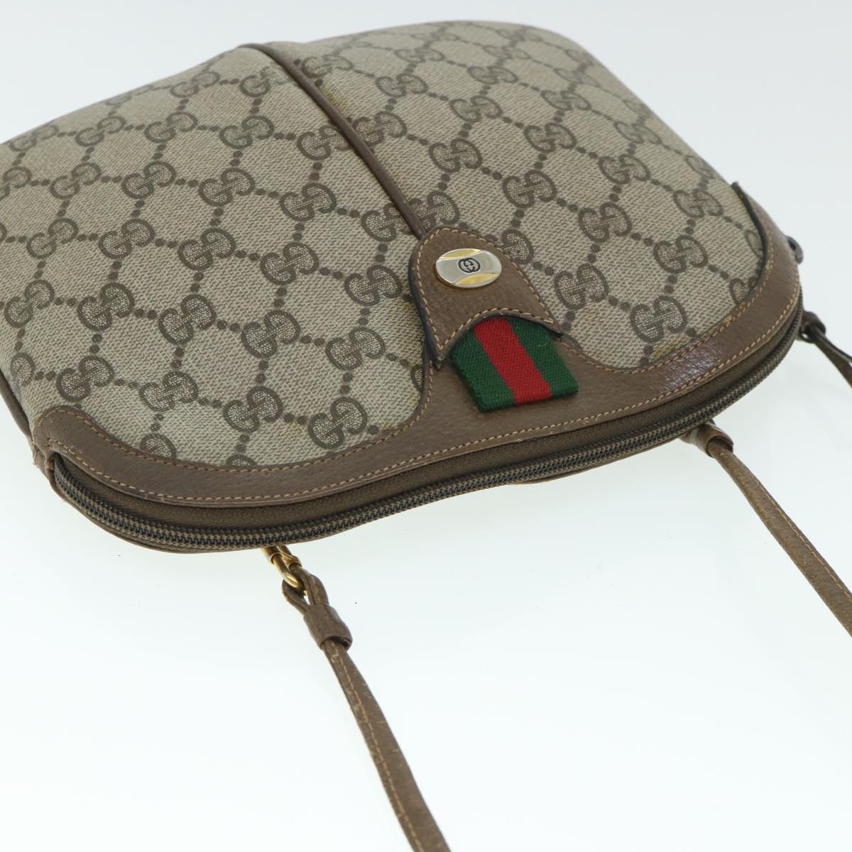 GUCCI GG Canvas Web Sherry Line Shoulder Bag Beige Red 904 02 047 ar10172