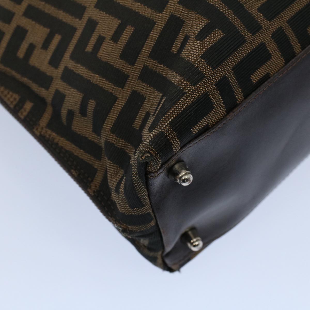 FENDI Zucca Canvas Shoulder Bag Black Brown ar10174