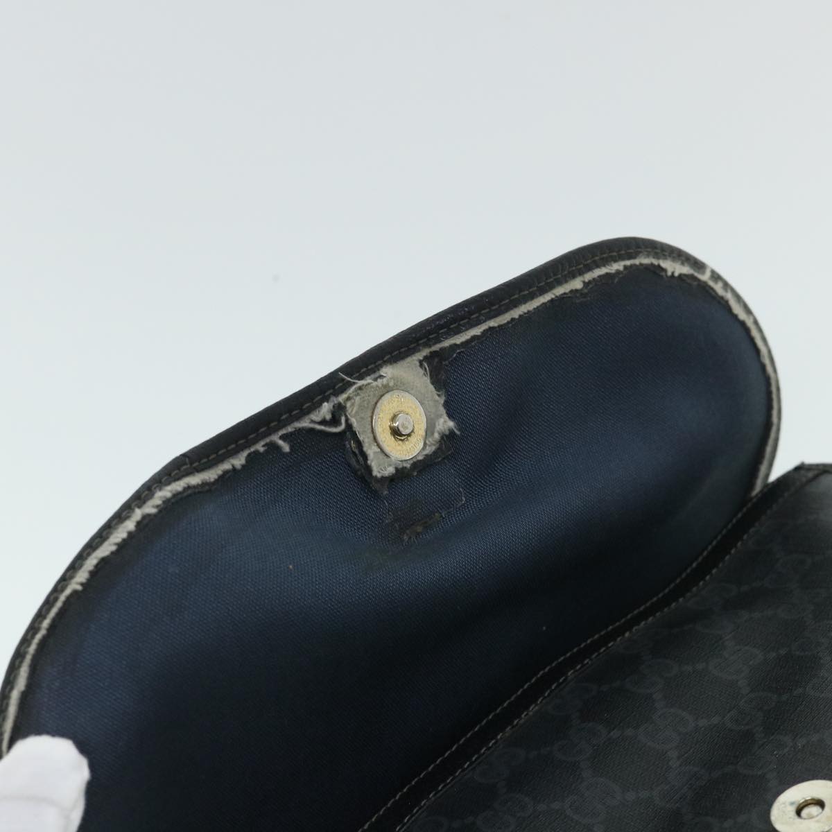 GUCCI GG Canvas Web Sherry Line Clutch Bag Black Red Green ar10175
