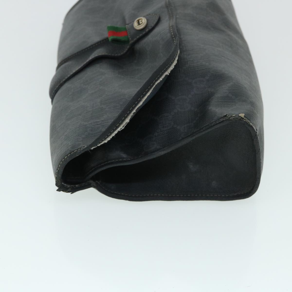 GUCCI GG Canvas Web Sherry Line Clutch Bag Black Red Green ar10175