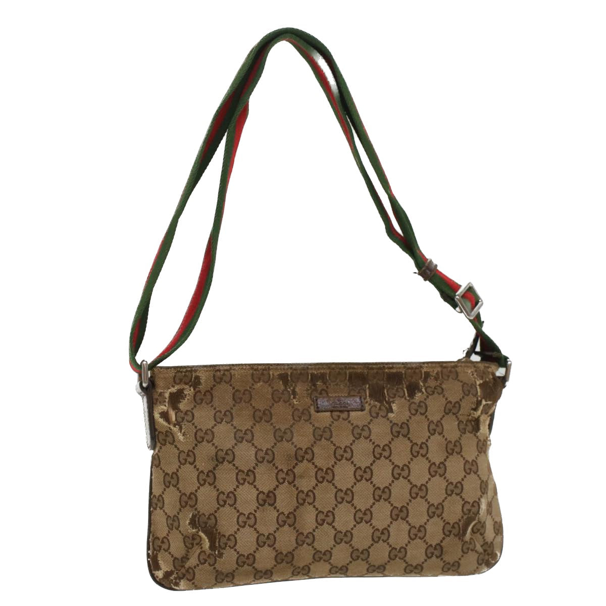 GUCCI GG Canvas Web Sherry Line Shoulder Bag Beige Red Green 189749 ar10203