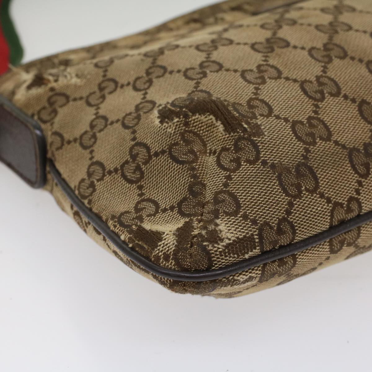 GUCCI GG Canvas Web Sherry Line Shoulder Bag Beige Red Green 189749 ar10203