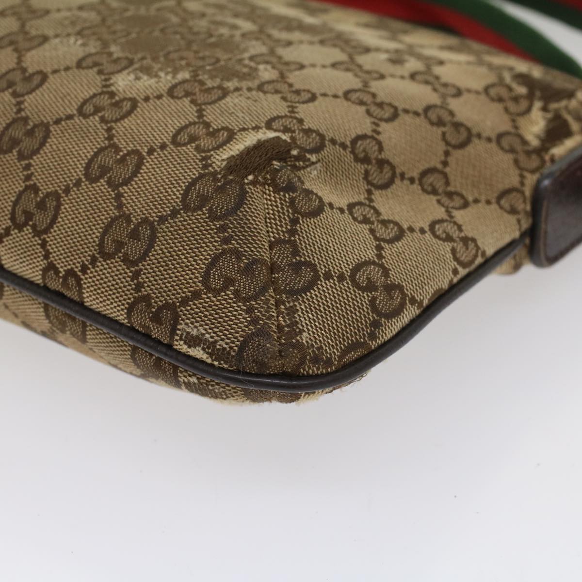 GUCCI GG Canvas Web Sherry Line Shoulder Bag Beige Red Green 189749 ar10203