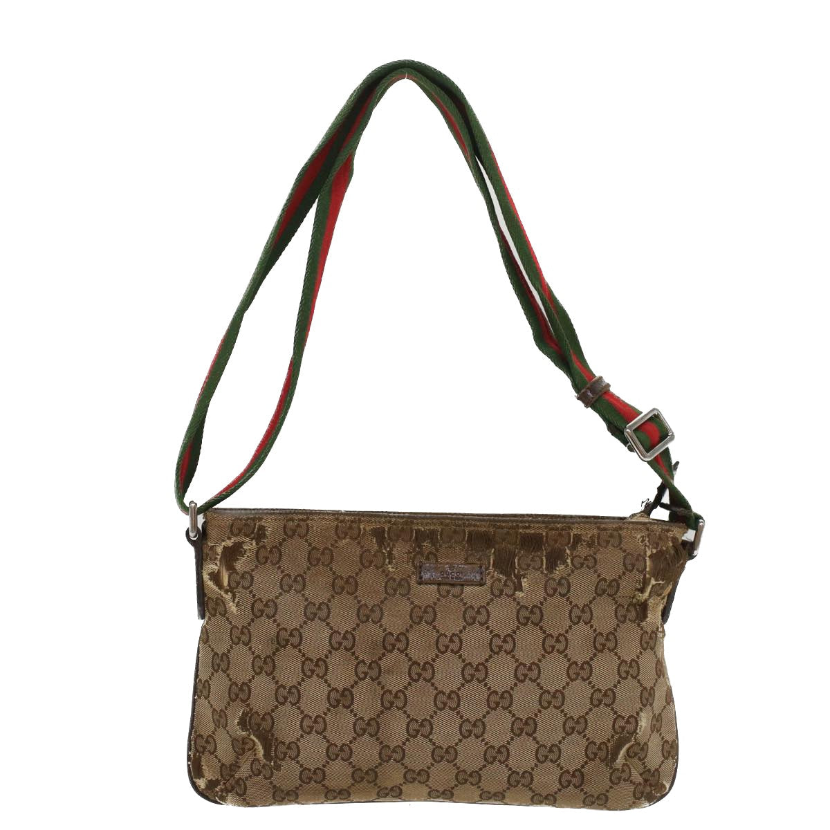 GUCCI GG Canvas Web Sherry Line Shoulder Bag Beige Red Green 189749 ar10203