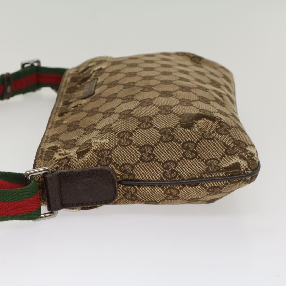 GUCCI GG Canvas Web Sherry Line Shoulder Bag Beige Red Green 189749 ar10203