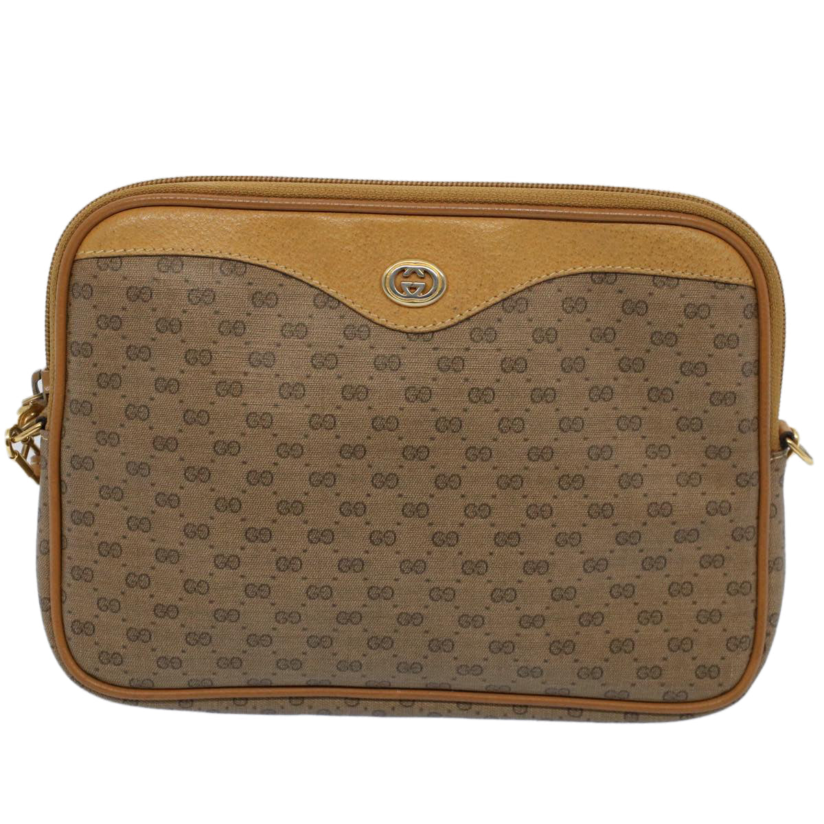 GUCCI Micro GG Canvas Shoulder Bag PVC Leather Beige 97.02.068 ar10210