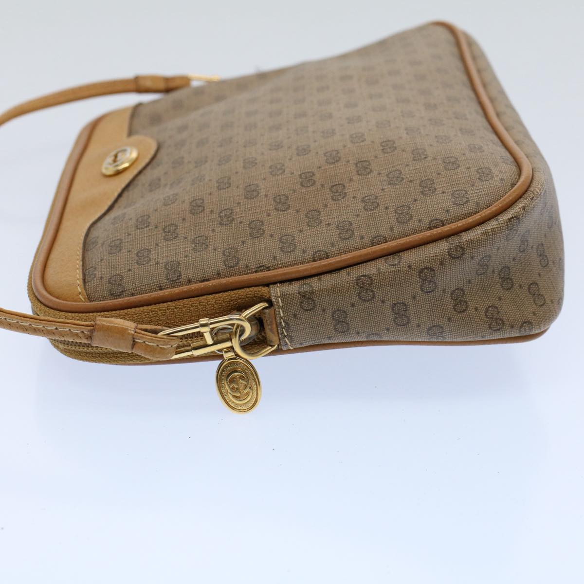 GUCCI Micro GG Canvas Shoulder Bag PVC Leather Beige 97.02.068 ar10210