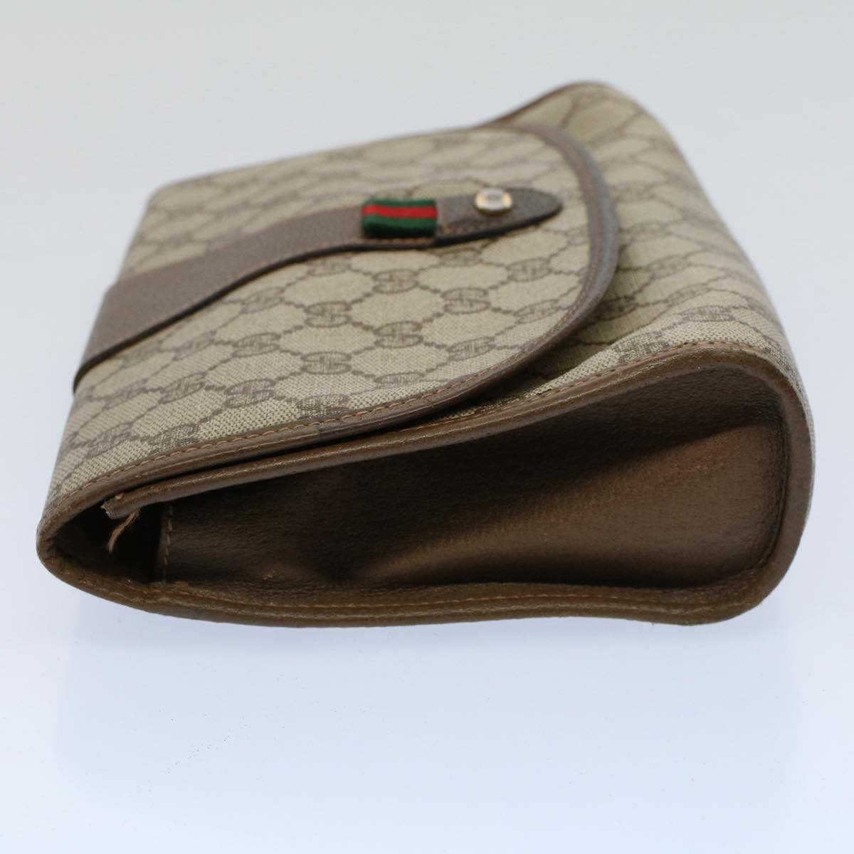 GUCCI GG Canvas Web Sherry Line Clutch Bag Beige Red 89.01.030 ar10211