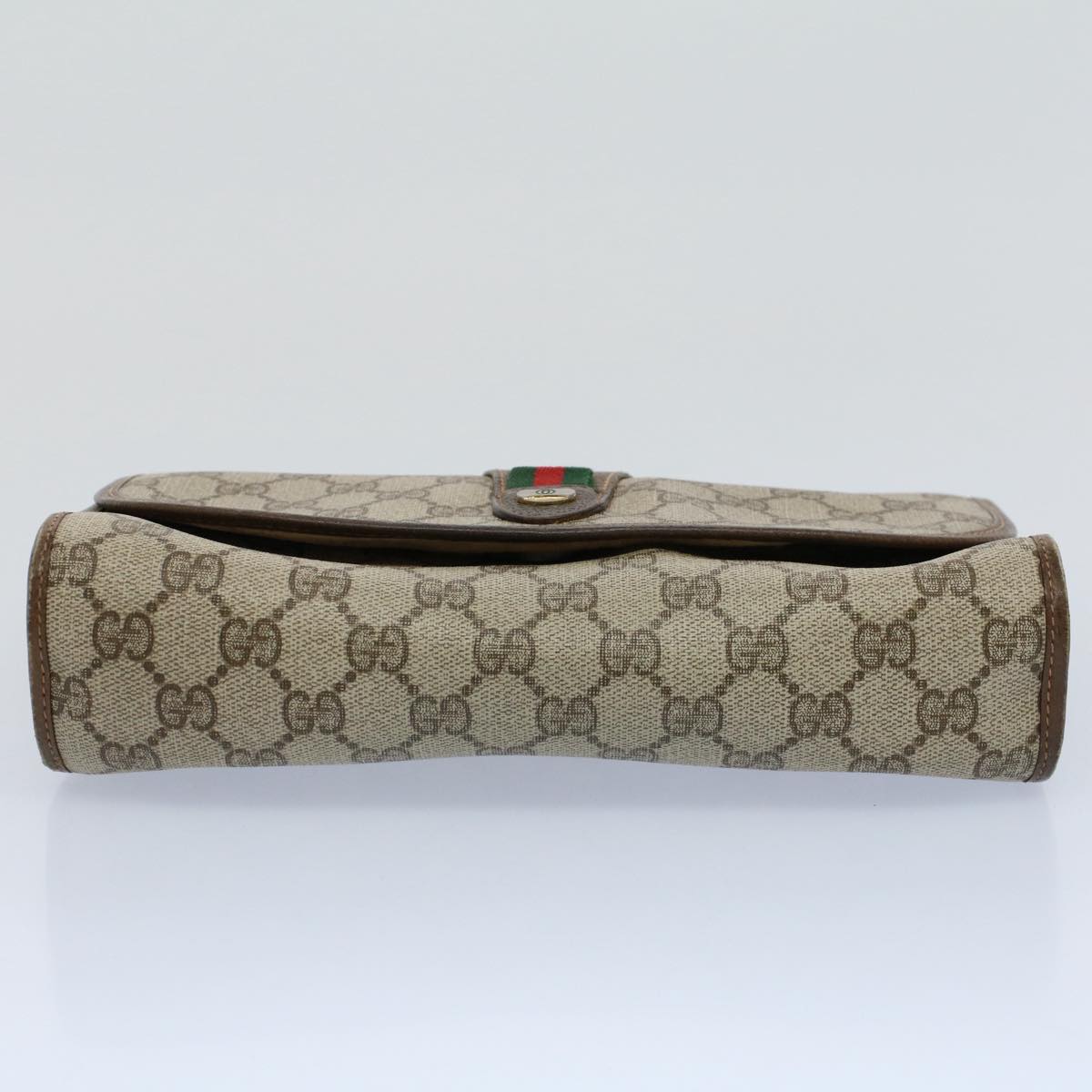 GUCCI GG Canvas Web Sherry Line Clutch Bag Beige Red 89.01.030 ar10211