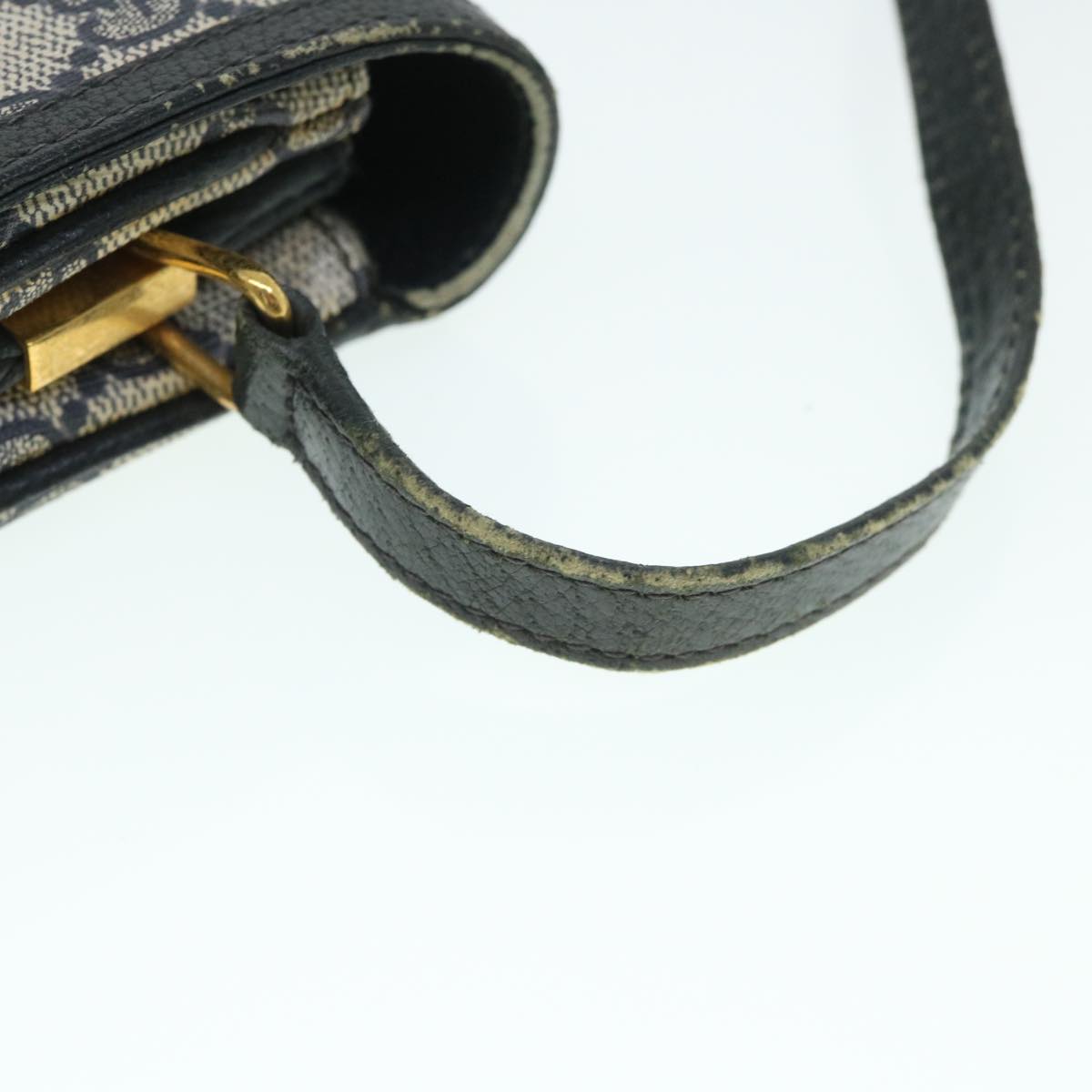 GUCCI GG Canvas Shoulder Bag PVC Leather Gray Navy 10 02 031 ar10216