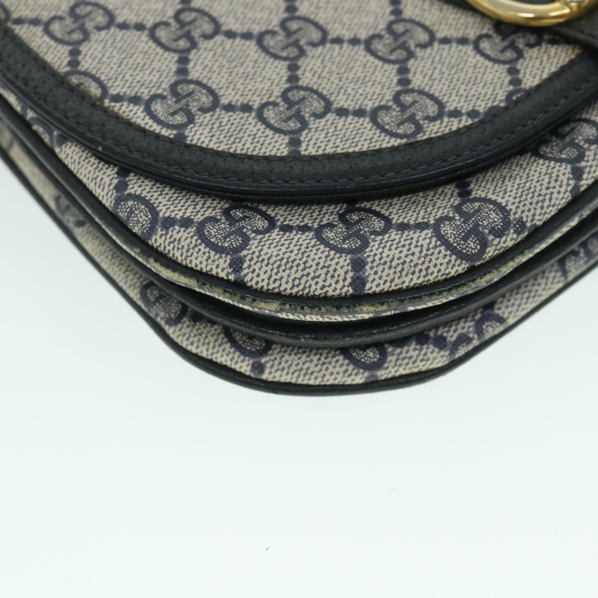 GUCCI GG Canvas Shoulder Bag PVC Leather Gray Navy 10 02 031 ar10216