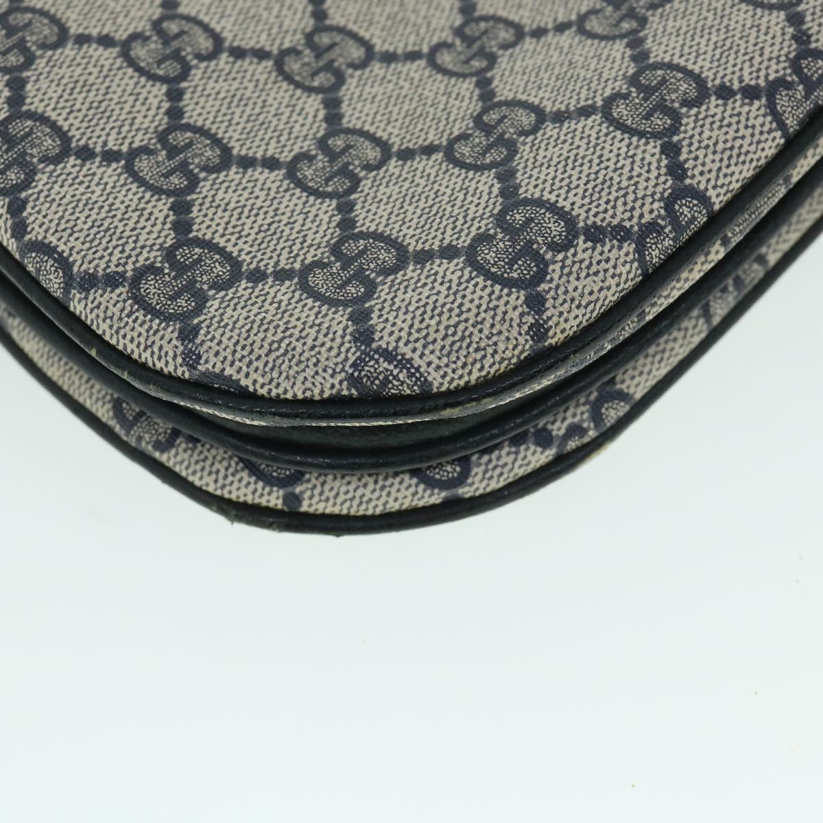 GUCCI GG Canvas Shoulder Bag PVC Leather Gray Navy 10 02 031 ar10216
