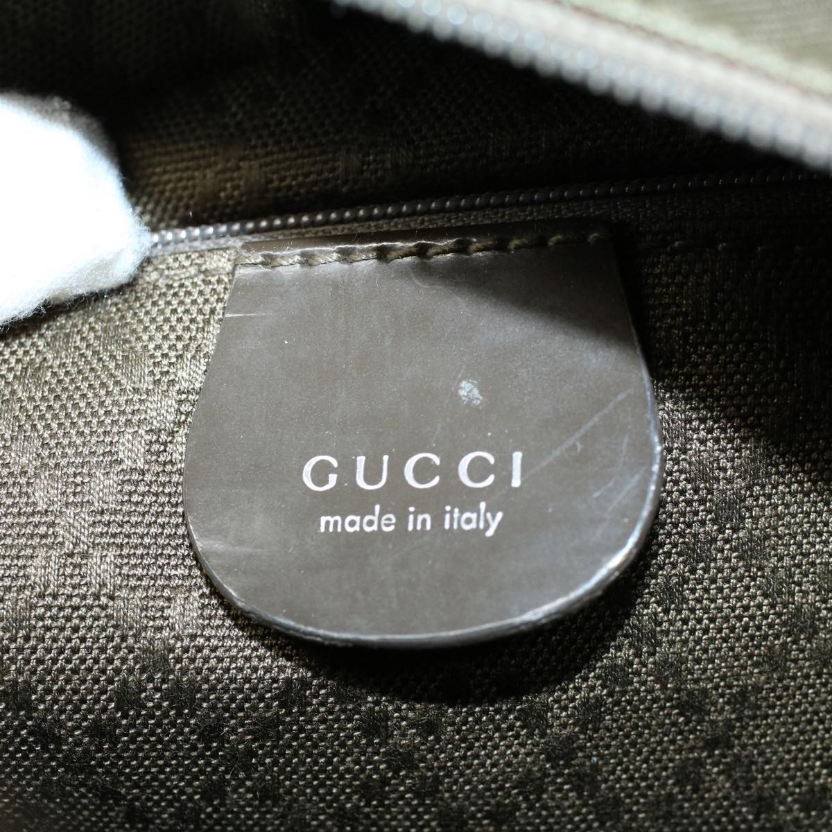 GUCCI Bamboo Hand Bag Nylon Canvas Khaki 000 1014 0575 5 ar10278