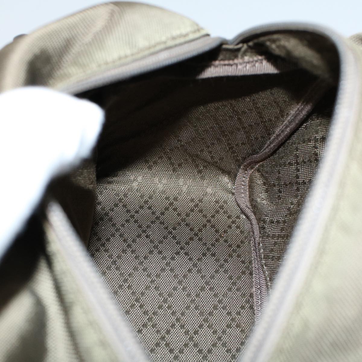 GUCCI Bamboo Hand Bag Nylon Canvas Khaki 000 1014 0575 5 ar10278