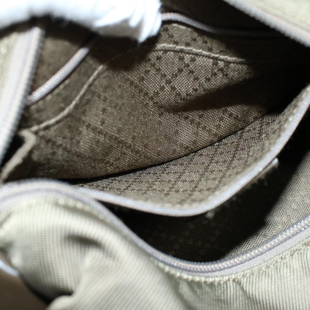 GUCCI Bamboo Hand Bag Nylon Canvas Khaki 000 1014 0575 5 ar10278