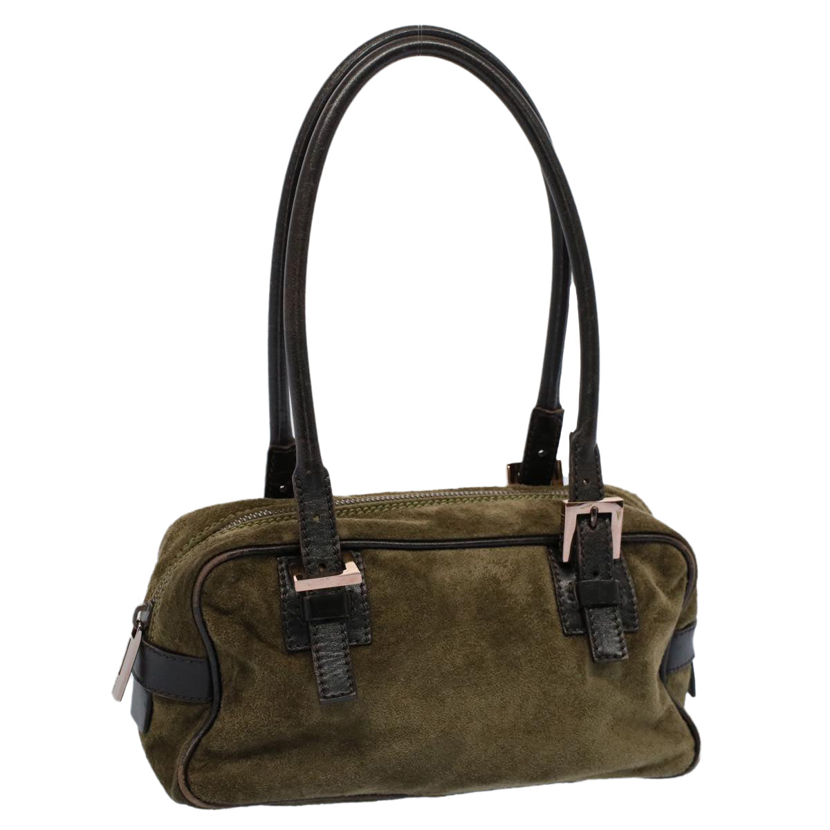 FENDI Shoulder Bag Suede Khaki ar10279