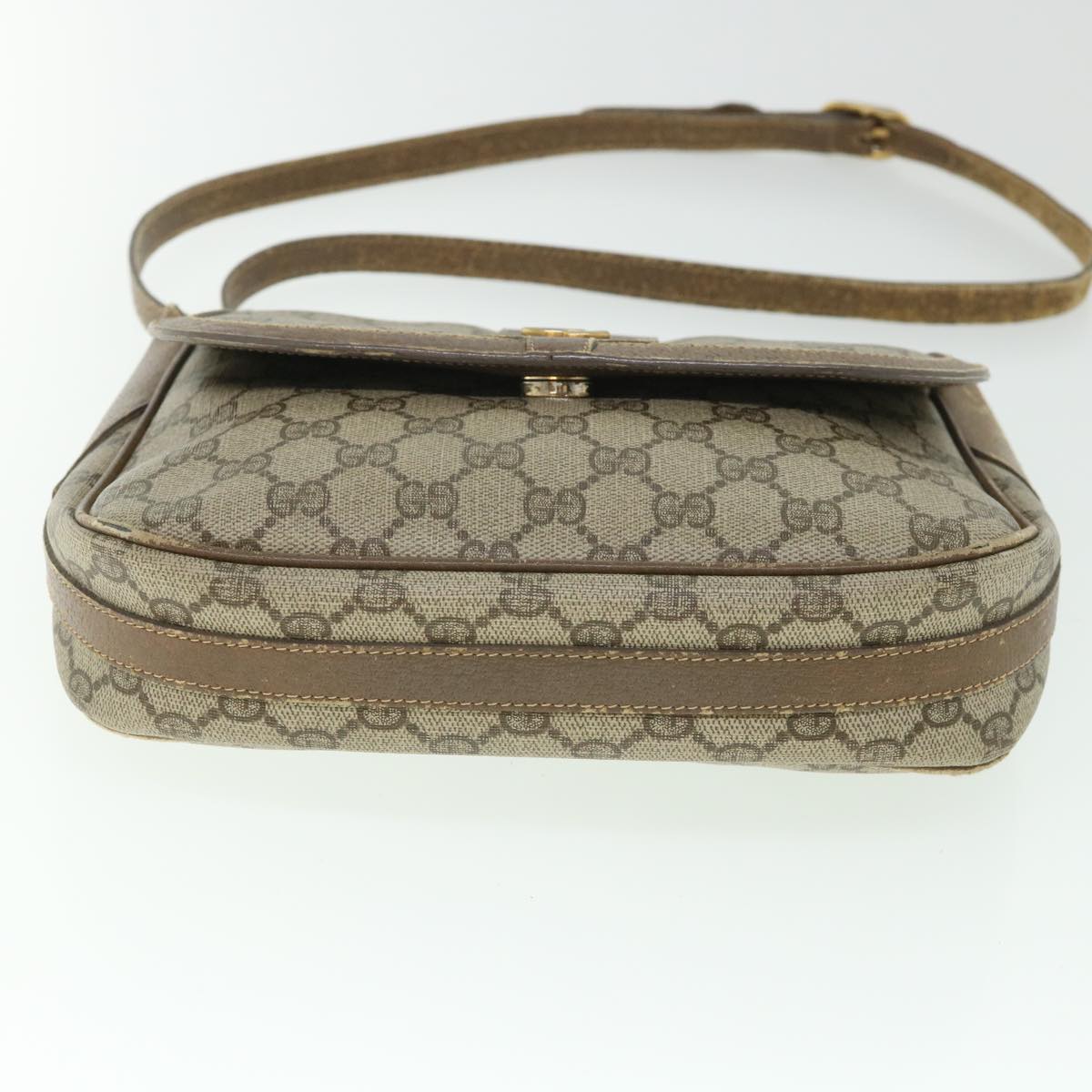 GUCCI GG Canvas Shoulder Bag PVC Leather Beige ar10280