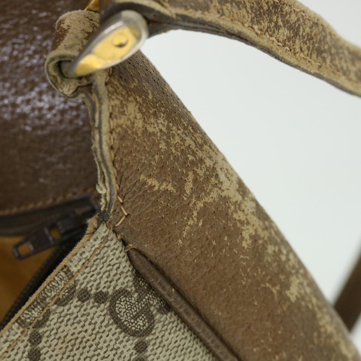 GUCCI GG Canvas Shoulder Bag PVC Leather Beige ar10280